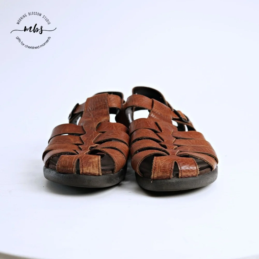 Mephisto Sam Woven Fisherman Soft-Air Travel Comfort Sandals Brown Men EU 47